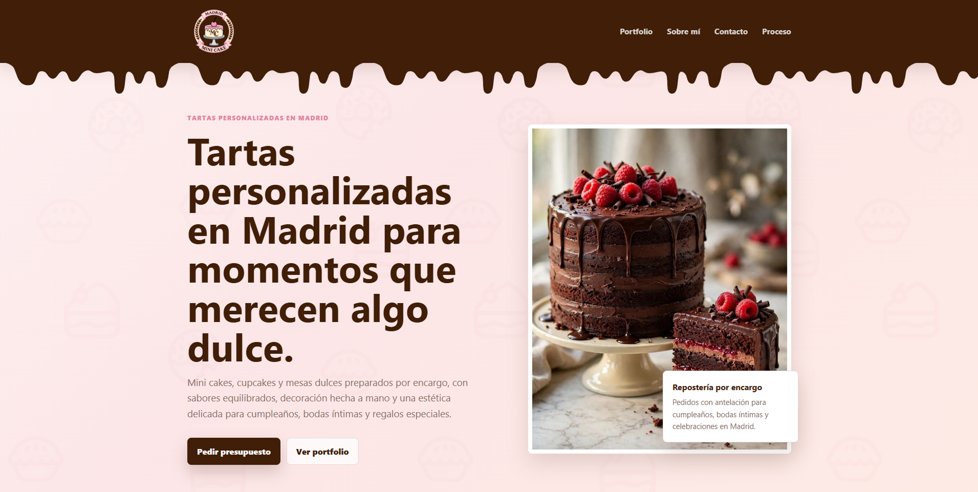 Екран проєкту Mini Cake Madrid