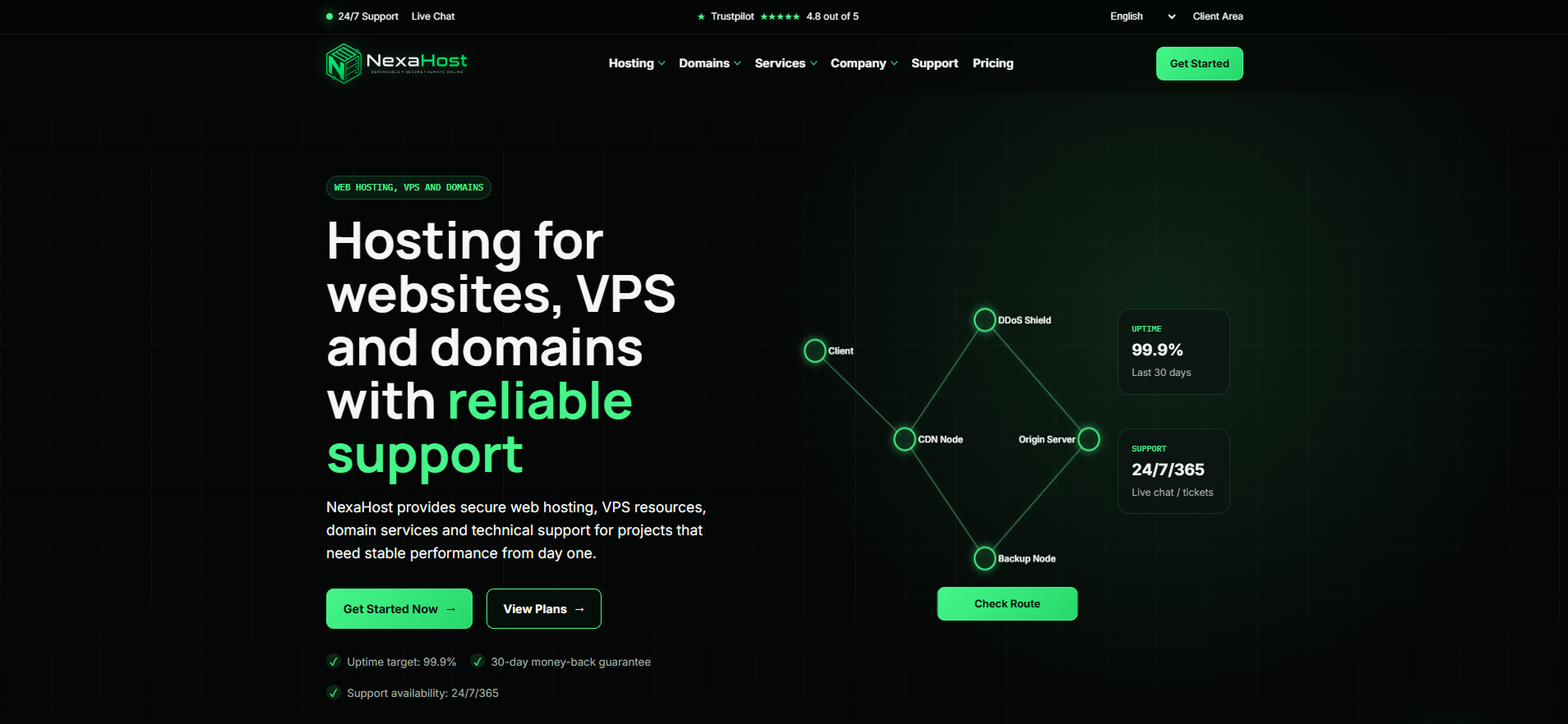 Екран проєкту NexaHost
