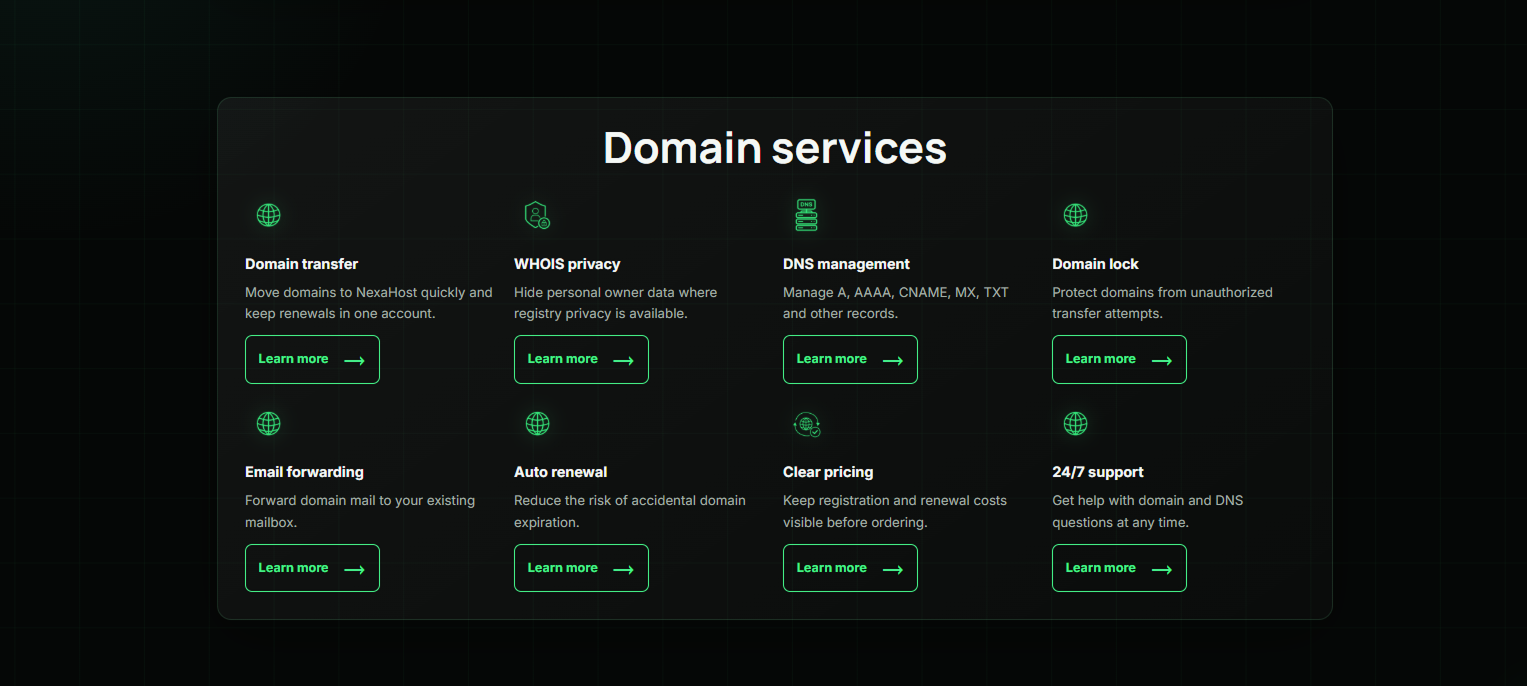 Екран проєкту NexaHost